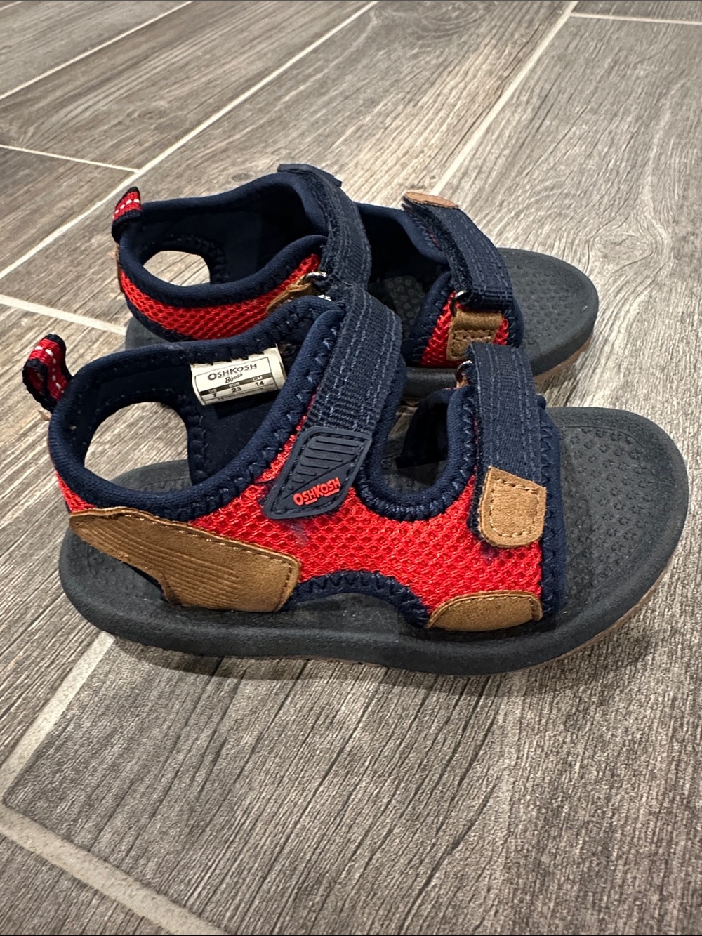 OshKosh B'gosh Navy, Red & Tan Toddler Open-Toe Sandals